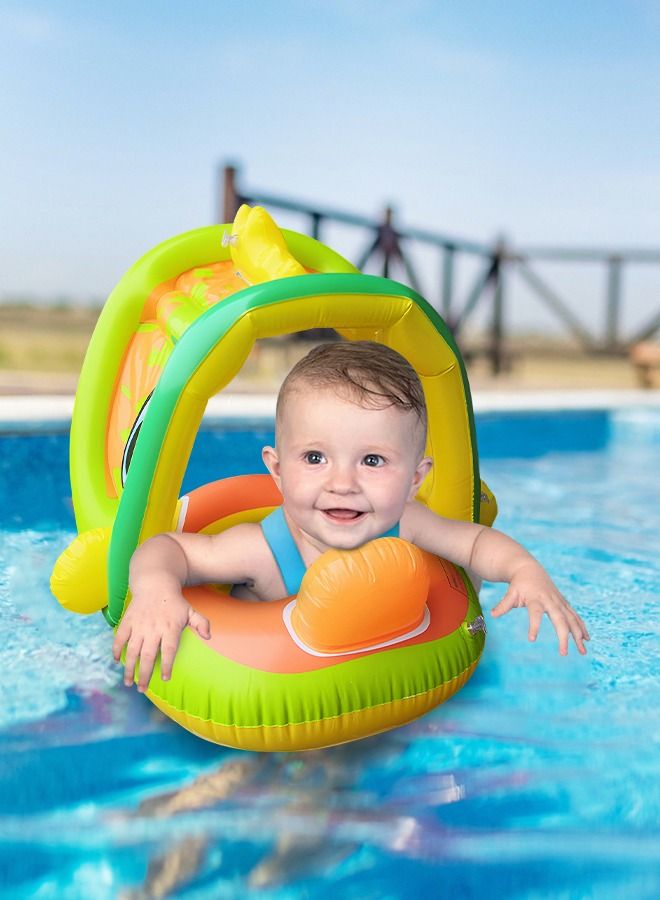 Inflatable Baby Pool Float Swimming Ring with Sun Canopy with Inflator Pump,Dinosaur Infant Pool Float for Kids,Babys' Inflatable Seat,Pool Supplies