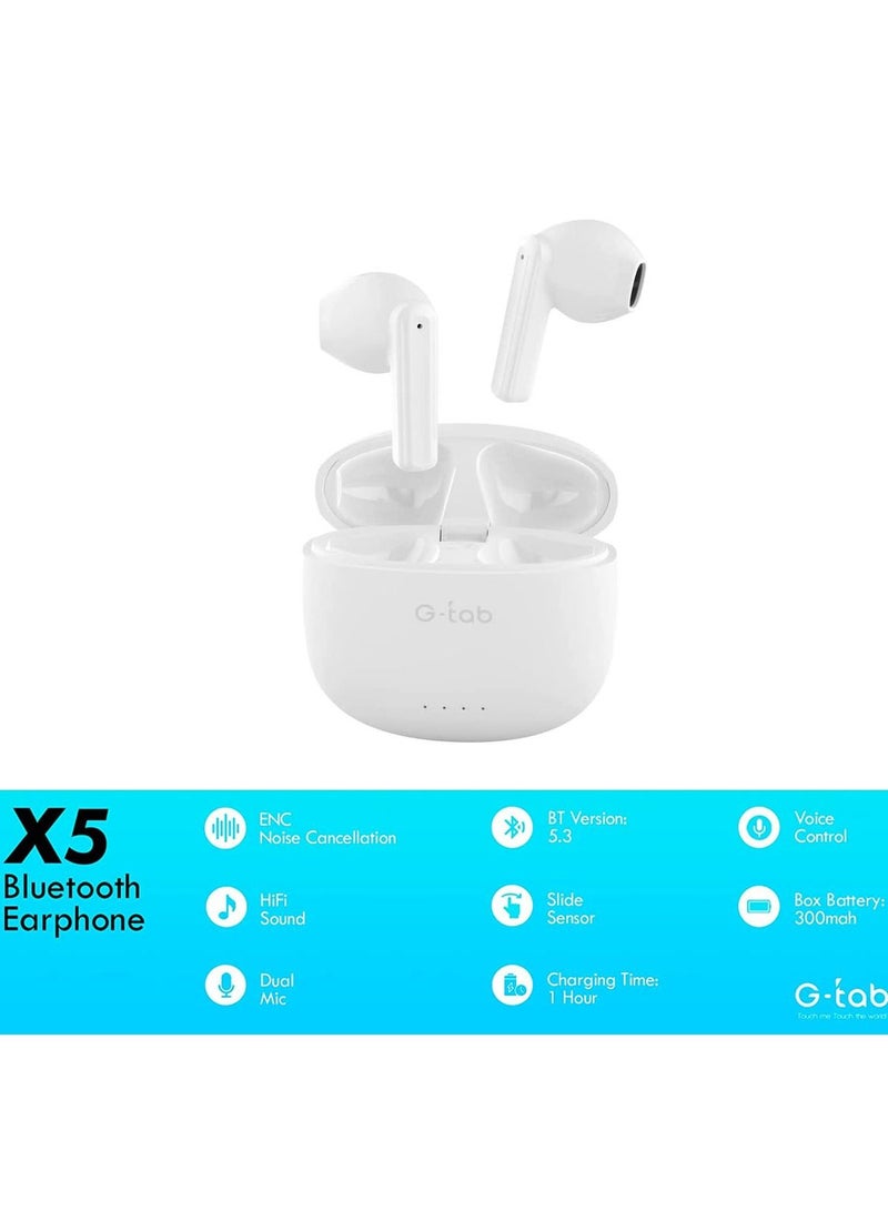X5 Bluetooth V5.3 Wireless Earbuds with Dual Mic and Noice Cancelation