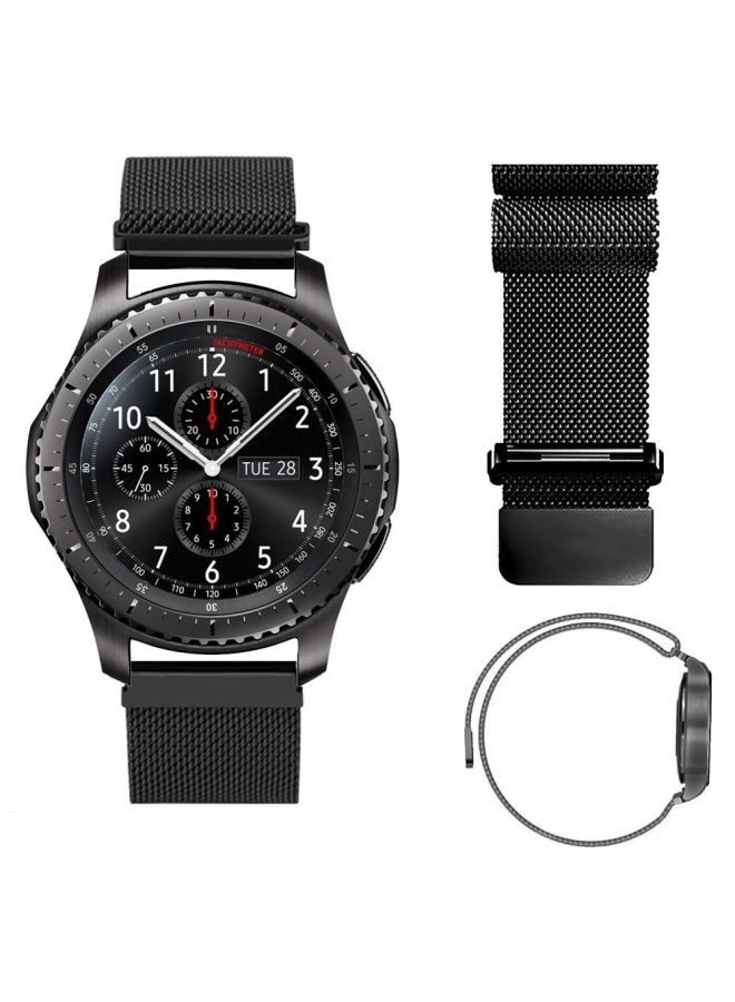 Stainless Steel Watch Band With Magnet Lock For Samsung Gear S3 Frontier Black