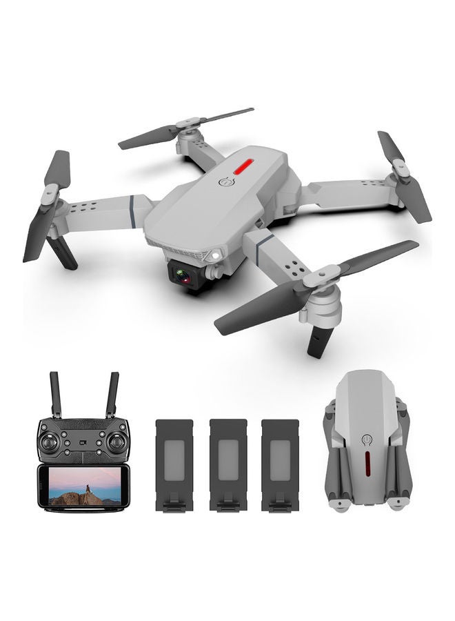 LS-E525 RC Drone with Camera 4K Drone Dual Camera WiFi FPV Drone Headless Mode Altitude Hold Gesture Photo Video Track Flight 3D Filp RC Qudcopter with 3 Batteries Silver