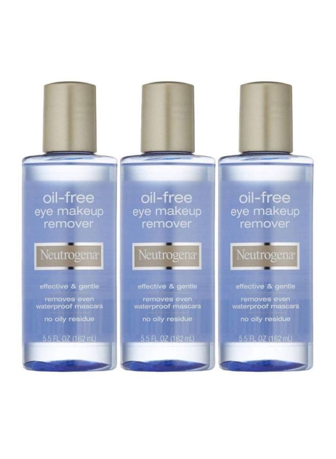 3-Piece Gentle Oil-Free Liquid Eye Makeup Remover Set Clear