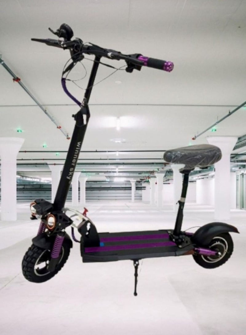 Electric Scooter E10 3 lights Upgraded Version 65KM Battery 48W Motor 1200W Extra Smooth Purple