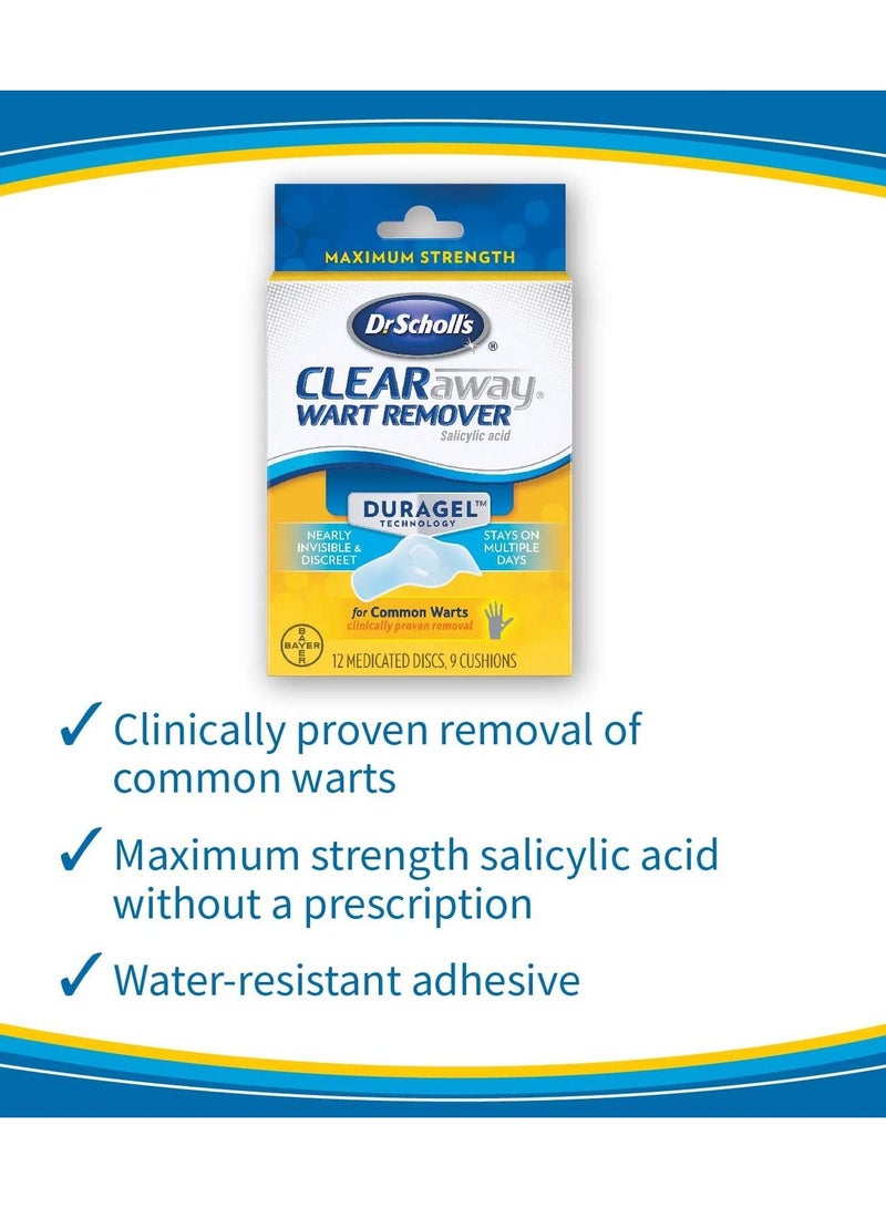 ClearAway Wart Remover with Duragel Technology, 9ct, Clinically Proven Wart Removal of Common Warts with Discreet Thin and Flexible Cushions, Optimal for Fingers and Toes