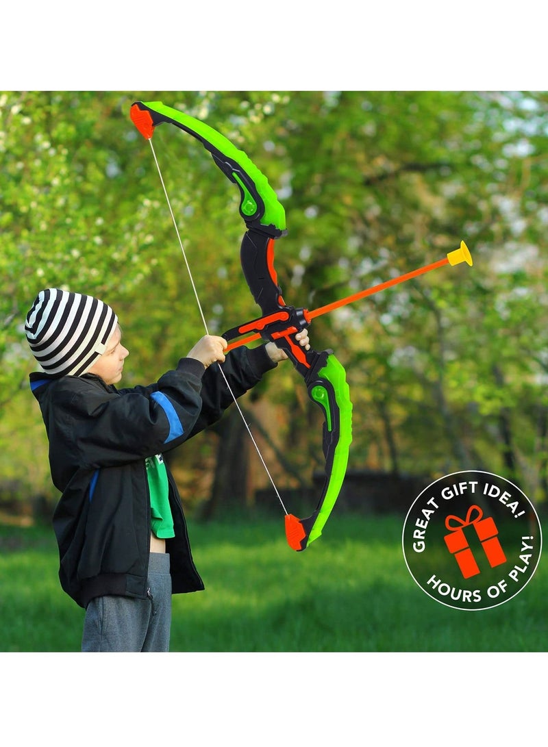 Bow and Arrow Set for Kids, Light Up Archery Toy Set, Includes 6 Suction Cup Arrows, Target and Quiver, Outdoor Toys for Kids, Gifts for Boys and Girls Ages 7+ Years Old