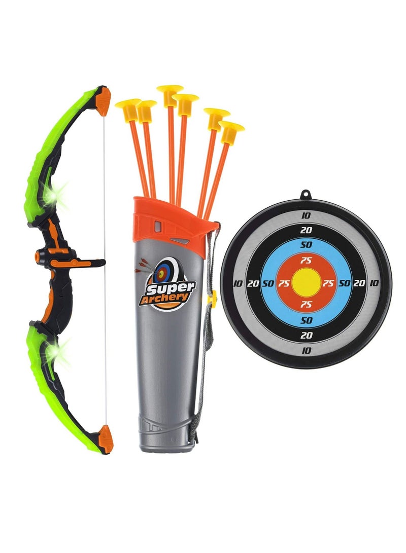 Bow and Arrow Set for Kids, Light Up Archery Toy Set, Includes 6 Suction Cup Arrows, Target and Quiver, Outdoor Toys for Kids, Gifts for Boys and Girls Ages 7+ Years Old