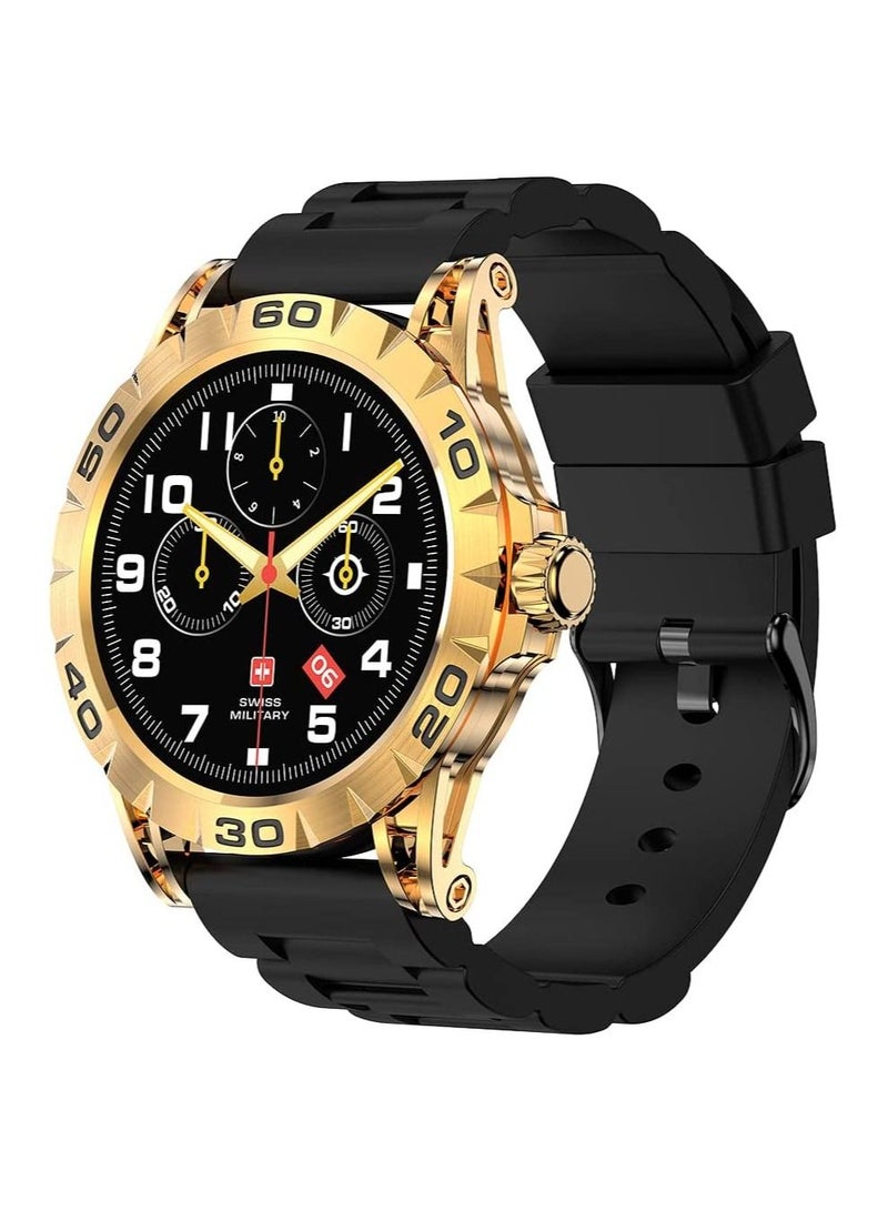 Swiss Military Dom 2 Smartwatch: Receive & Make Calls,Sport Features,Heart Rate,Blood Pressure, Oxygen Level Monitoring, Magnetic Charging,5-7 Days Battery Life Compatible with iOS/Android-Yellow Gold