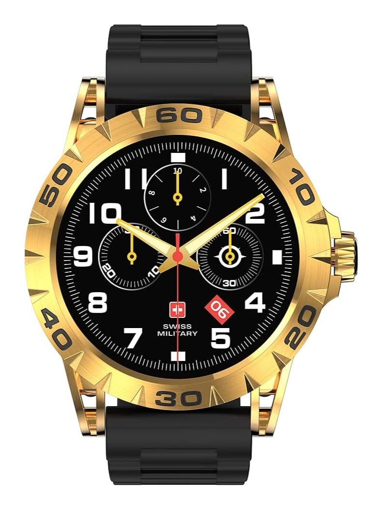 Swiss Military Dom 2 Smartwatch: Receive & Make Calls,Sport Features,Heart Rate,Blood Pressure, Oxygen Level Monitoring, Magnetic Charging,5-7 Days Battery Life Compatible with iOS/Android-Yellow Gold