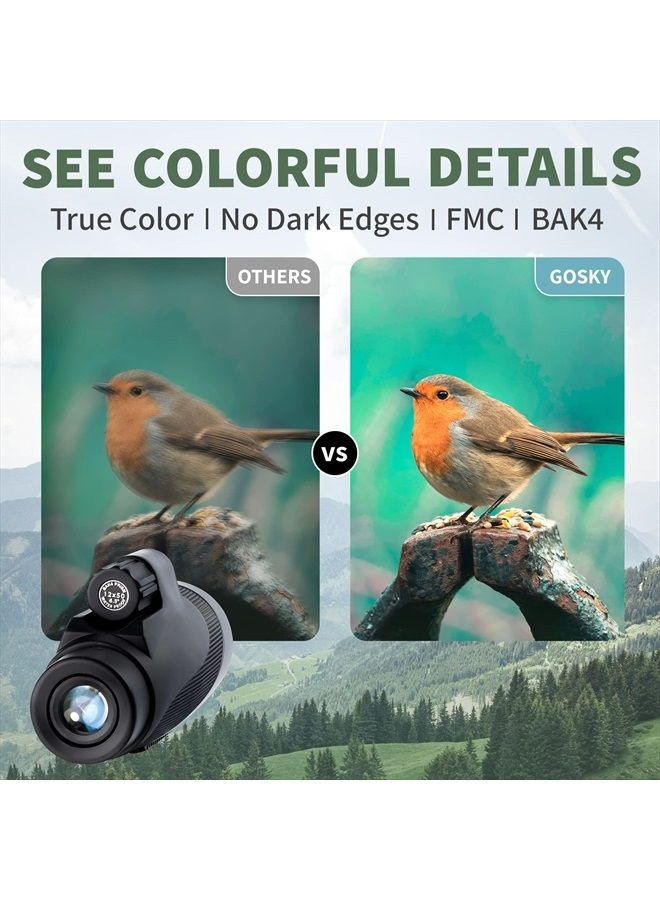 Titan 12X50 Monocular Telescope with Smartphone Holder - Waterproof Fog-Proof Shockproof Scope BAK-4 Prism FMC for Bird Watching Hunting Camping Traveling Wildlife Scenery