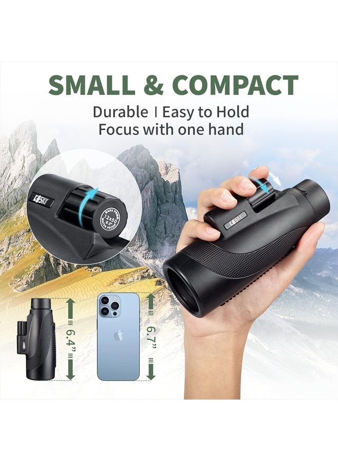 Titan 12X50 Monocular Telescope with Smartphone Holder - Waterproof Fog-Proof Shockproof Scope BAK-4 Prism FMC for Bird Watching Hunting Camping Traveling Wildlife Scenery