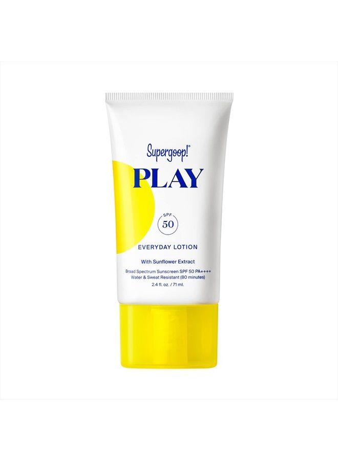 PLAY Everyday Lotion SPF 50-2.4 fl oz - Broad Spectrum Body & Face Sunscreen for Sensitive Skin - Great for Active Days - Fast Absorbing, Water & Sweat Resistant - Reef Friendly