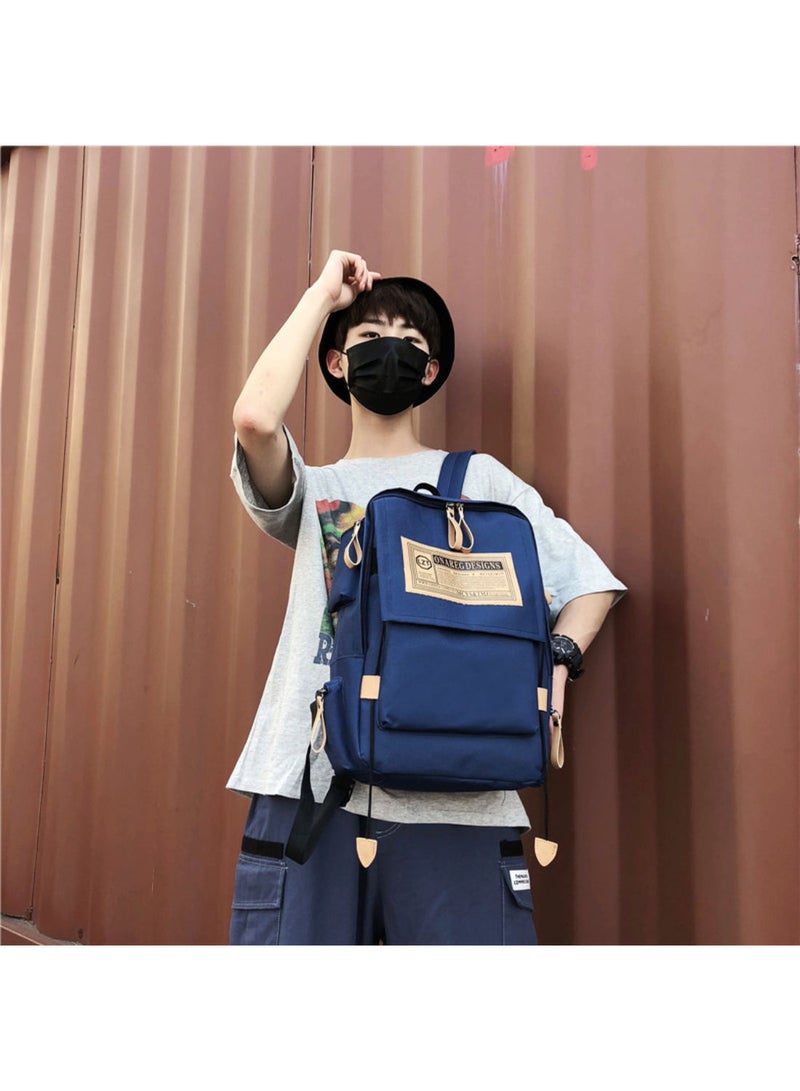 Fashionable Travel Bag Student Backpack Dark Blue