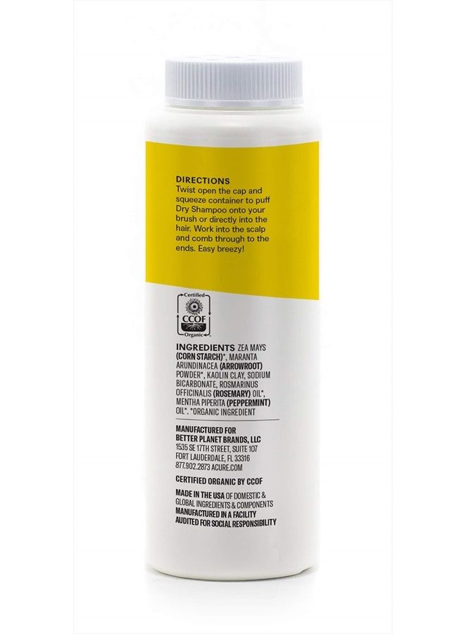 ACURE Dry Shampoo - All Hair Types | 100% Vegan | Certified Organic | Rosemary & Peppermint - Absorbs Oil & Removes Impurities Without Water | 1.7 Fl Oz