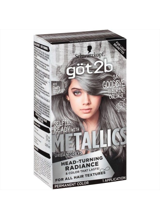 Got2b Metallics Permanent Hair Color, M72 Dusty Silver