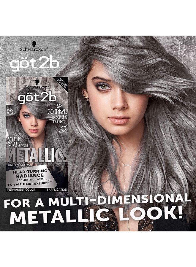 Got2b Metallics Permanent Hair Color, M72 Dusty Silver