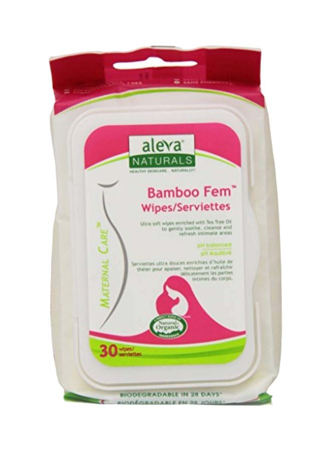 Bamboo Fem Wipes, 6 Packs X 30 Wipes, 180 Count