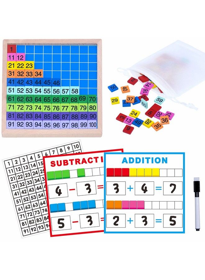 Wooden Math Learning Board Toy, Math Cubes 1100 Consecutive Numbers, Linking Cube Math Counters For Kids Kindergarten Learning Activities With Storage Bag