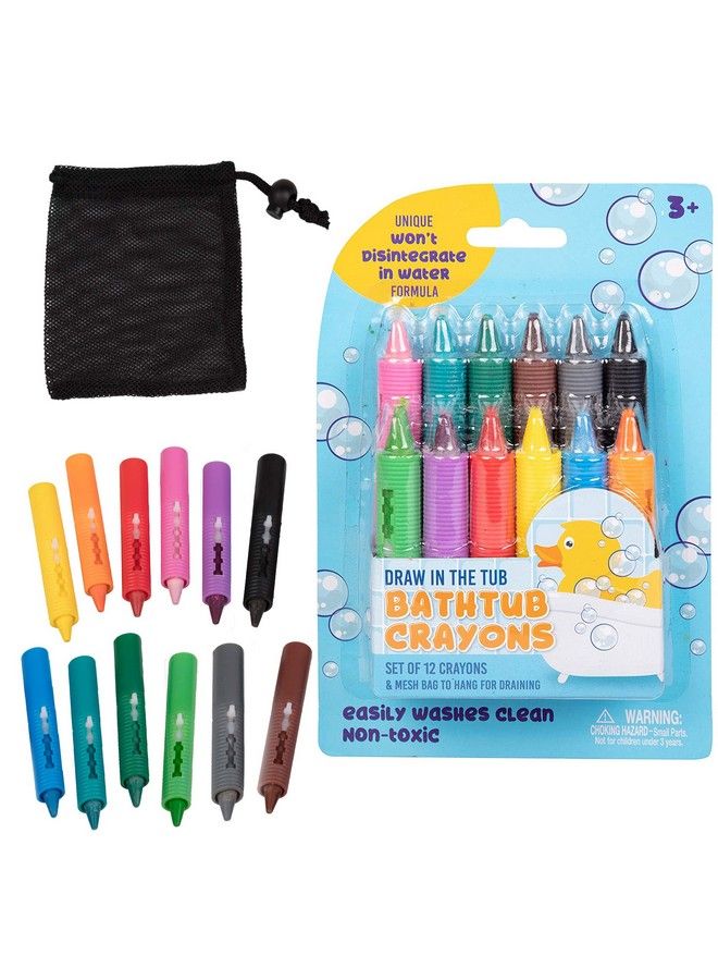 Bath Crayons Super Set Set Of 12 Draw In The Tub Colors With Bathtub Mesh Bag, Unique Won Disintegrate In Water Formula Easter Basket