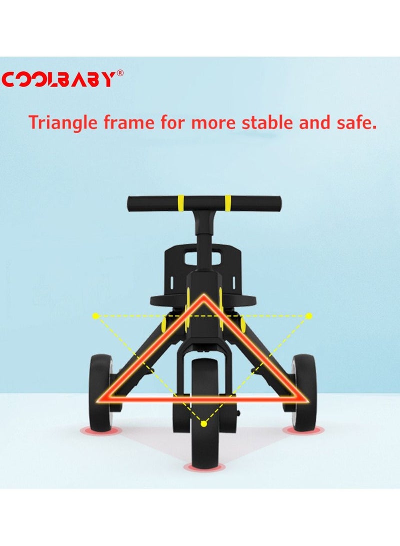 COOLBABY 7 IN 1 Foldable Kids Trike Toddler Tricycle 3 Wheel Kid Tricycle Baby Pushchair Stroller Tricycles Baby Trike For 1-6 Years Old