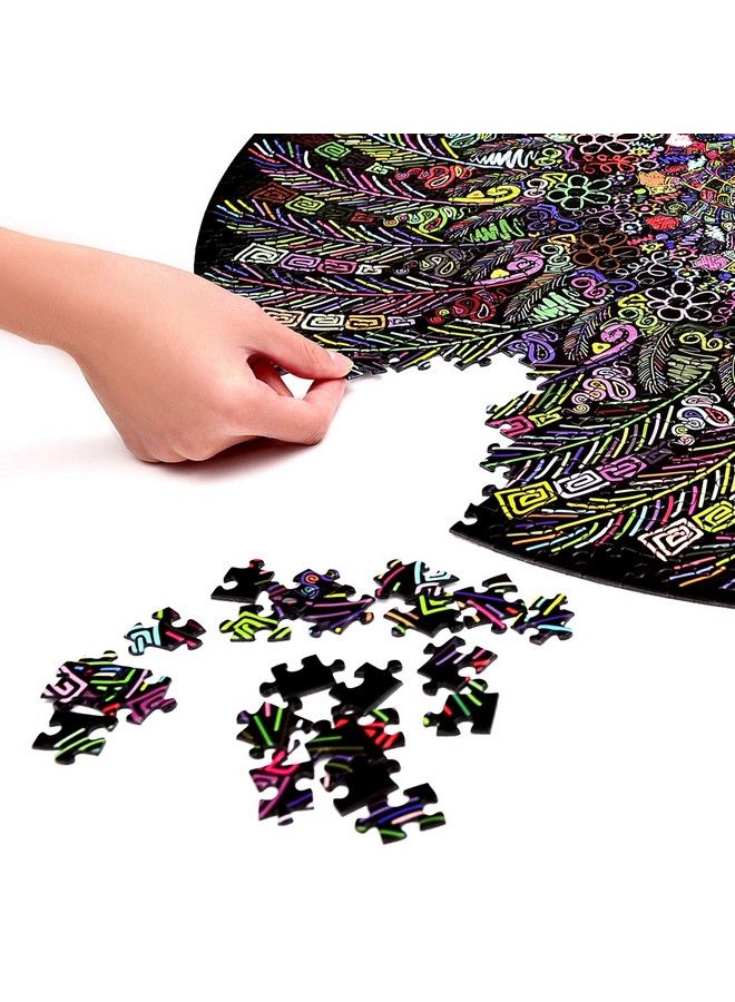 Puzzlethe Indian Feather1000 Pieces Round Puzzle Color Challenge Jigsaw Puzzles For Adults And Kids