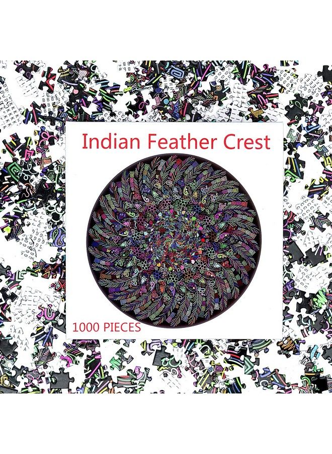 Puzzlethe Indian Feather1000 Pieces Round Puzzle Color Challenge Jigsaw Puzzles For Adults And Kids