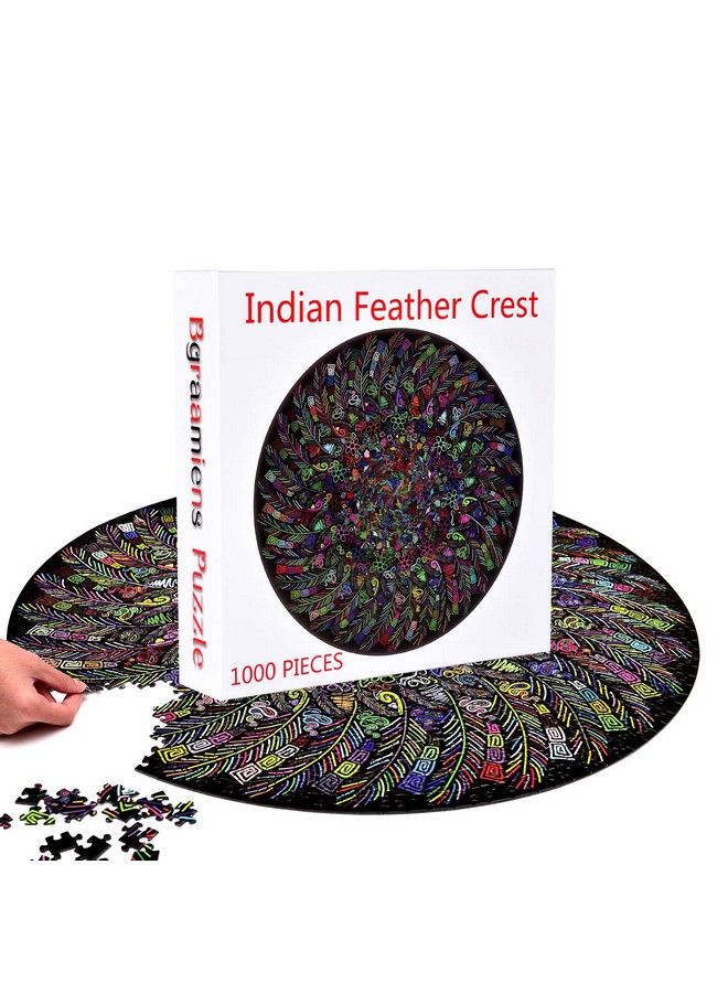 Puzzlethe Indian Feather1000 Pieces Round Puzzle Color Challenge Jigsaw Puzzles For Adults And Kids