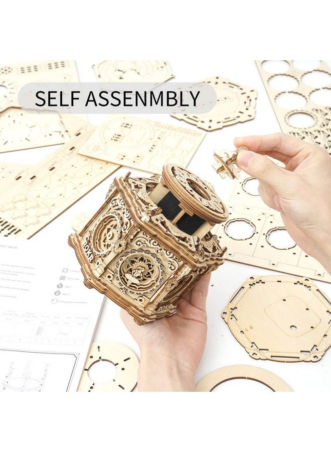 3D Wooden Puzzles Delicate Music Box, Diy Mechanical Model Kits, Romantic Gift On Birthday/Valentine Day, Vintage Style Decoration For Home