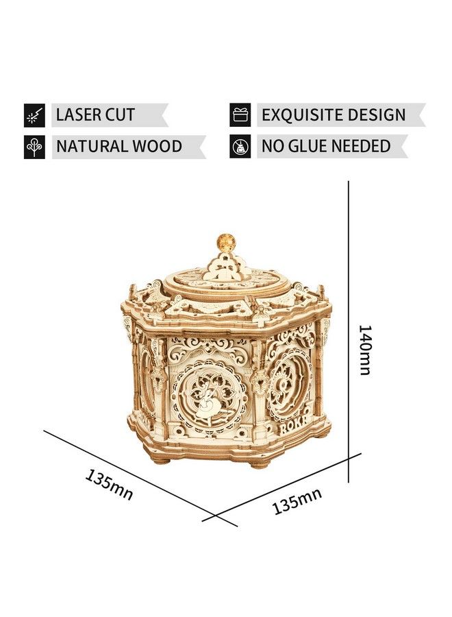 3D Wooden Puzzles Delicate Music Box, Diy Mechanical Model Kits, Romantic Gift On Birthday/Valentine Day, Vintage Style Decoration For Home