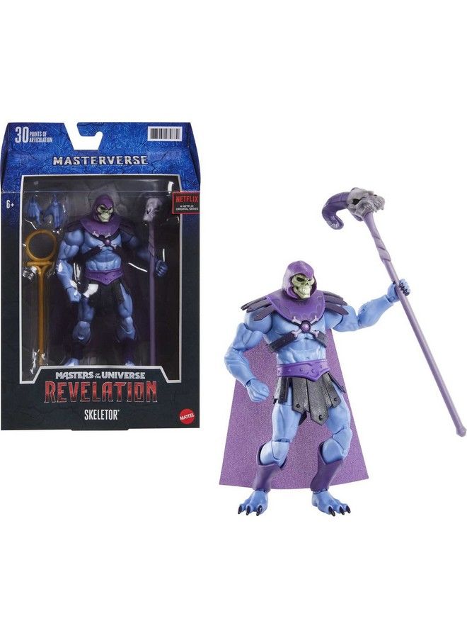 Masterverse Collection, Revelation Skeletor 7In Motu Battle Figure For Storytelling Play And Display, Gift For Kids Age 6 And Older And Adult Collectors,Gyv10 , Blue
