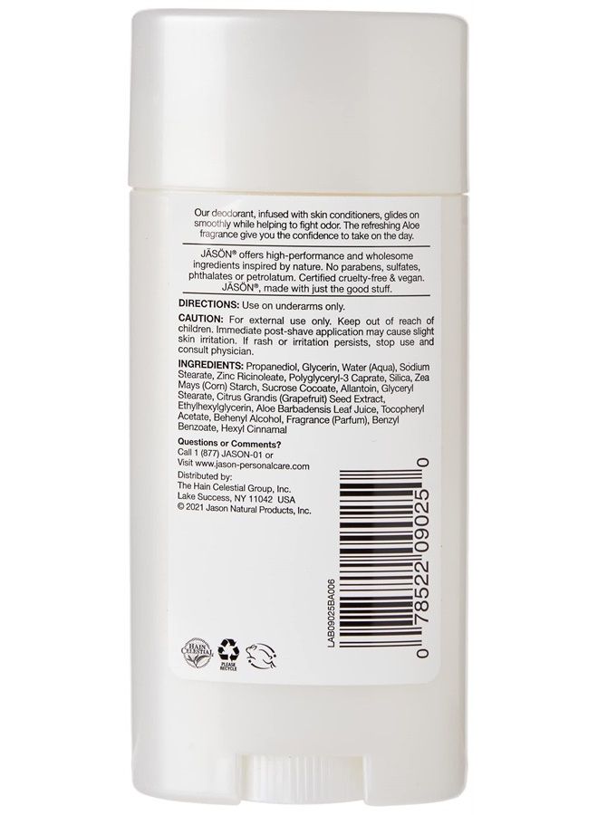 Jason Aluminum Free Deodorant Stick, Soothing Aloe Vera, 2.5 Oz (Packaging May Vary)