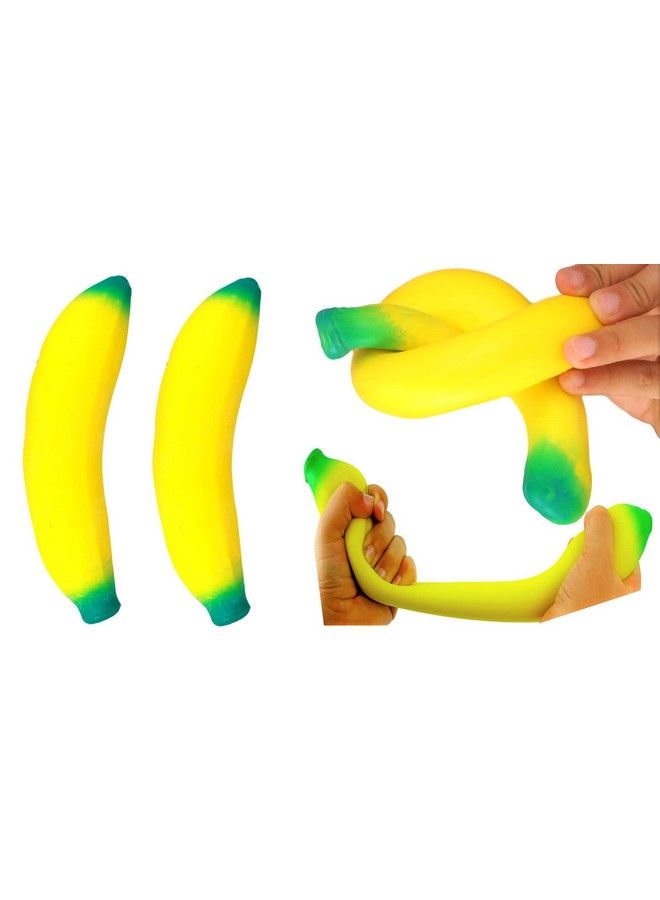 Stretchy Banana Squishy Toys (2 Units) Anxiety Stress Relief Toys ; Sensory Toys For Autistic Children Kids And Fidget Stress Toys For Adults. Great Party Favor Supply. Plus 1 Ball. 33402P
