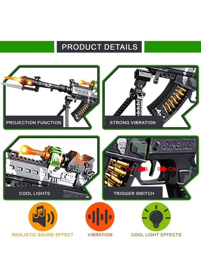 Special Forces Toy Machine Gun With Leds, Sound & Bayonet ; 22” Kids’ Light Up Military Assault Rifle ; Cool Stand & Shoulder Strap ; Batteries Included ; Great Gift For Boys And Girls