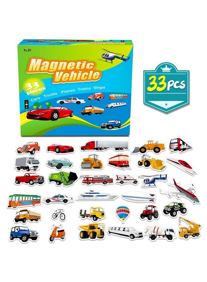 33 Pcs Vehicle Foam Magnets For Toddlers Kids, Perfect For Preschool Learning (Land Air Ocean All Included)