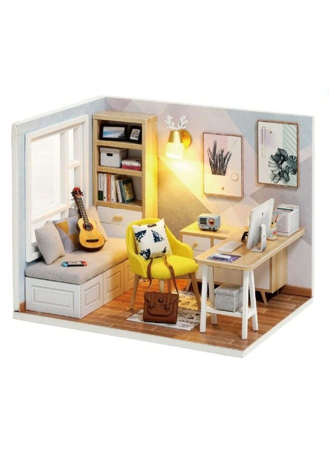 Dollhouse Miniature Diy House Kit Creative Room With Furniture For Romantic Artwork Gift (Sunny Study)