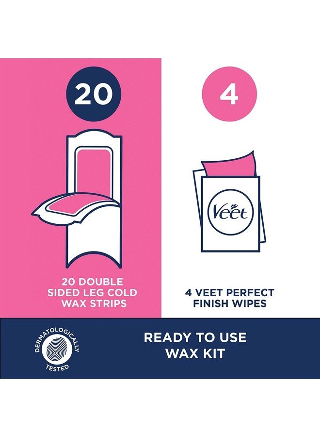 Leg and Body Hair Remover Cold Wax Strips, 40 Count (Packaging May vary)