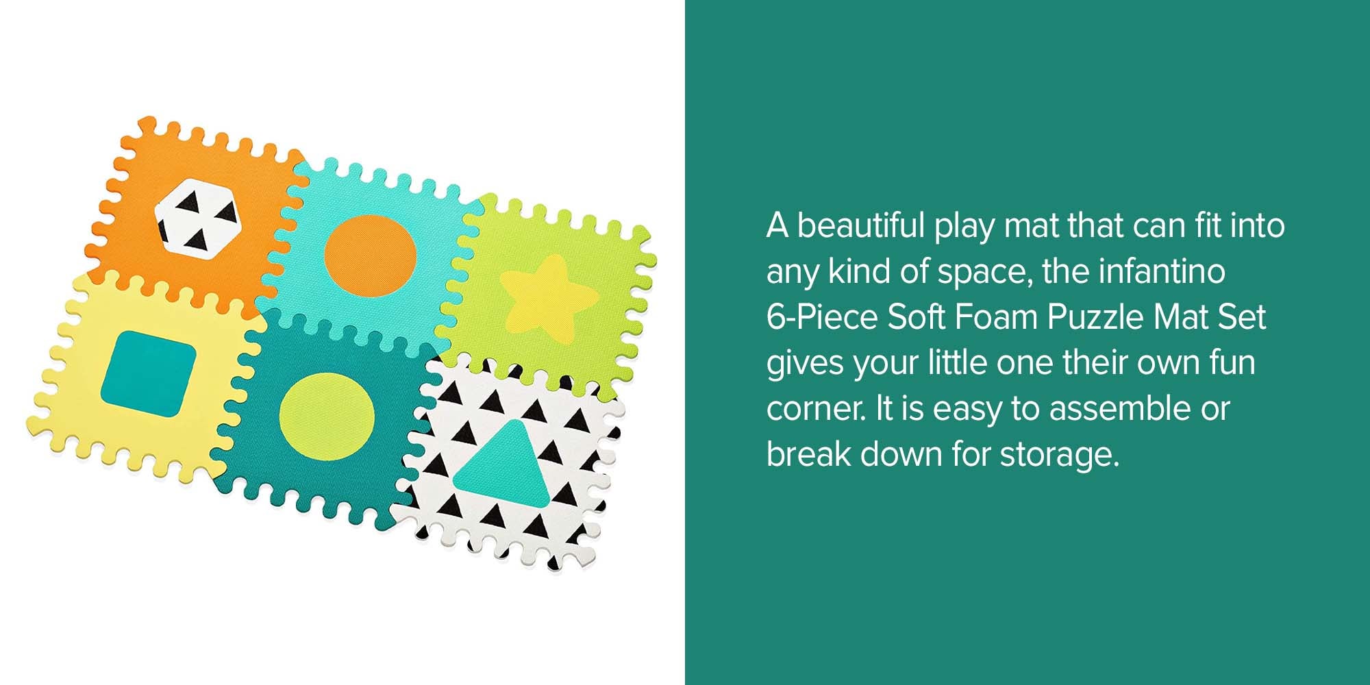 6-Piece Soft Foam Puzzle Mat Set - Multicolor 38.6x7.874x45.21cm