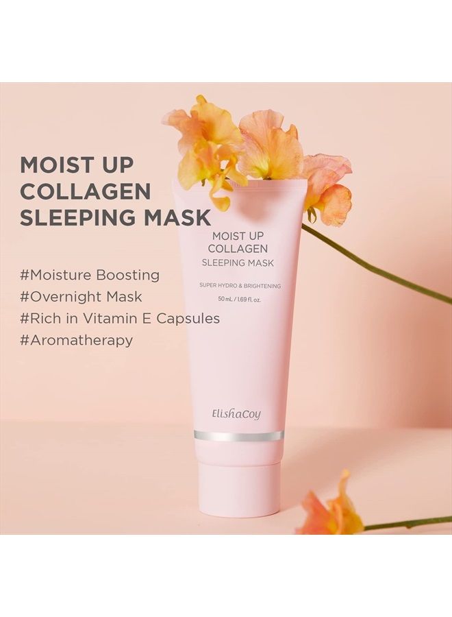 Moist Up Collagen Sleeping Mask Overnight Moisturizing Face Mask,Face Gel Cream Moisturizer Facial Mask with Vitamin E and Niacinamide–Moisturizing, Anti-Aging, Acne Treatment- 1.69 fl.oz