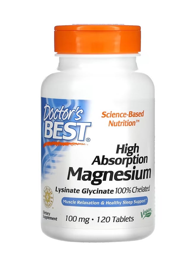 High Absorption 100mg Chelated Magnesium Dietary Suppliment - 120 Tablets