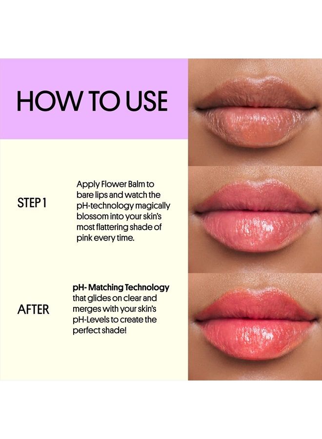 Flower Balm, pH Lip Balm, Color Changing Lipstick and Tinted Lip Balm Stain, Vegan & Cruelty Free Lip Balm, Hydrate & Plump, Sheer Pink Lipstick, Pink Flower