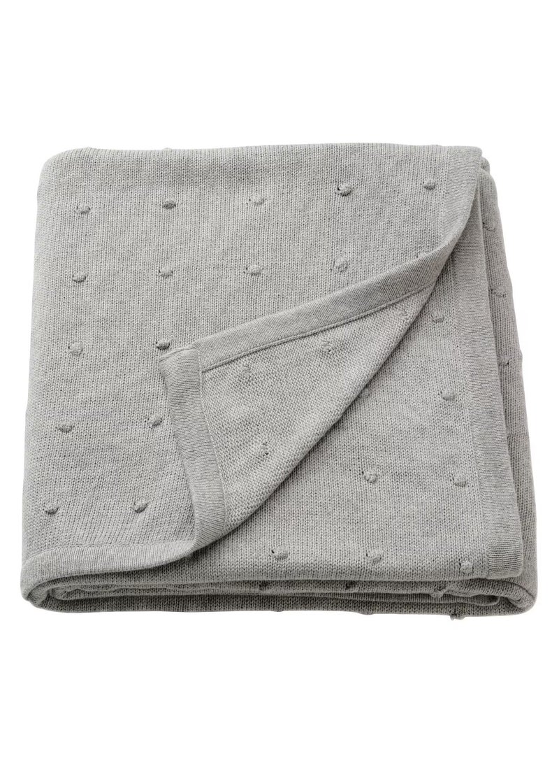 Blanket, knitted/grey mélange, 130x170 cm
