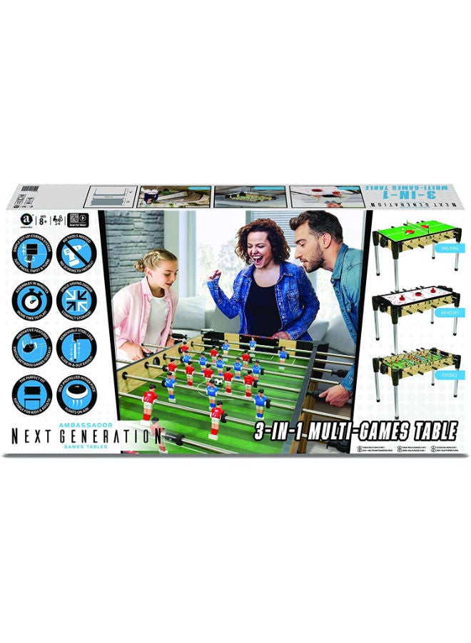 3-in-1 Games Table (Football, Slide Hockey With Hover Puck, Ping Pong and Basketball)