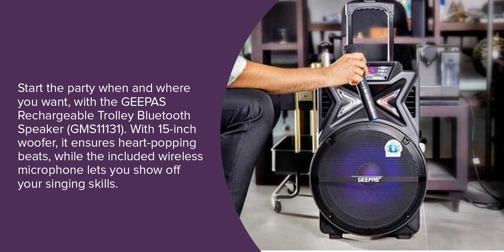 Rechargeable Trolley Bluetooth Speaker GMS11131 Black