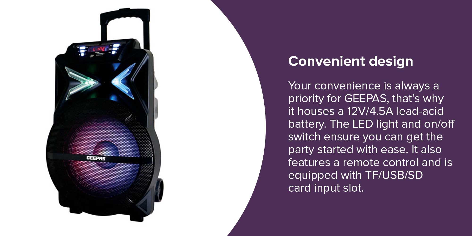 Rechargeable Trolley Bluetooth Speaker GMS11131 Black