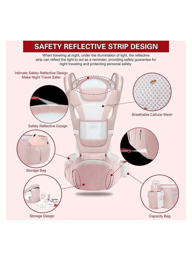 Multifunction Baby Strap Waist Stool Hip Seat Baby Carrier Suitable For 0-36 Months Baby 6 in 1 Carrying Mode Adjustable Size Very Suitable For Hiking Shopping Trip