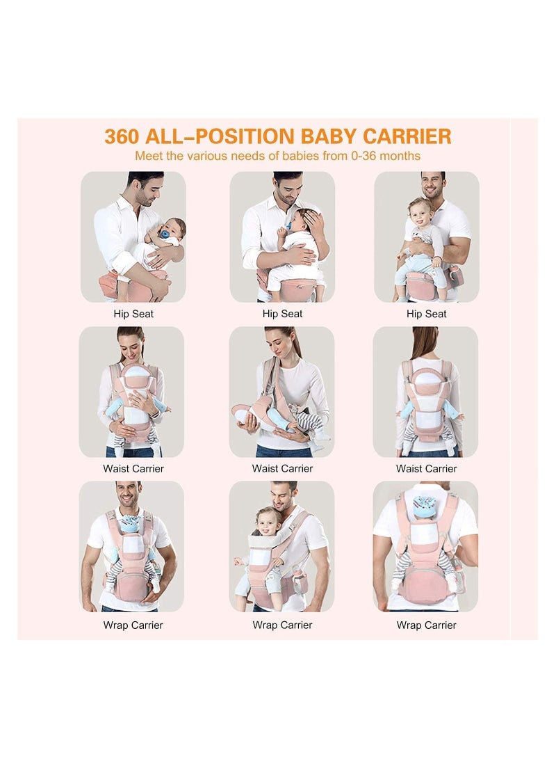 Multifunction Baby Strap Waist Stool Hip Seat Baby Carrier Suitable For 0-36 Months Baby 6 in 1 Carrying Mode Adjustable Size Very Suitable For Hiking Shopping Trip