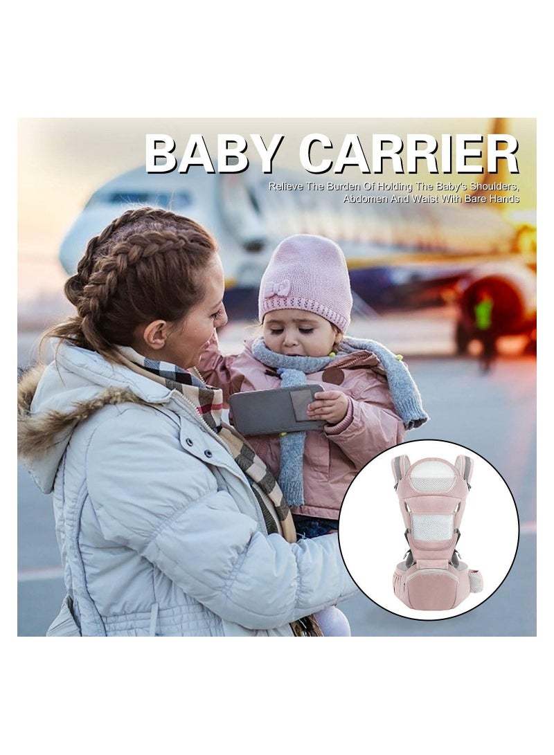 Multifunction Baby Strap Waist Stool Hip Seat Baby Carrier Suitable For 0-36 Months Baby 6 in 1 Carrying Mode Adjustable Size Very Suitable For Hiking Shopping Trip