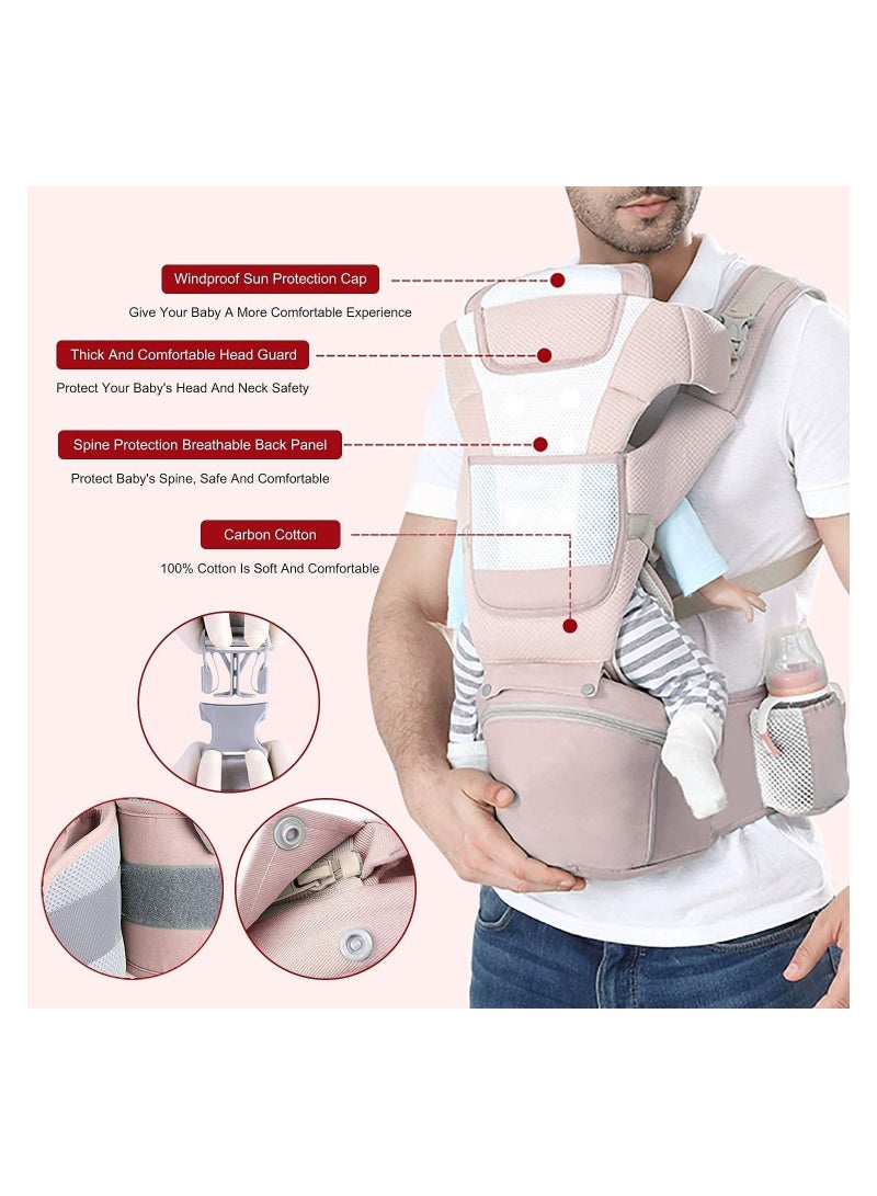 Multifunction Baby Strap Waist Stool Hip Seat Baby Carrier Suitable For 0-36 Months Baby 6 in 1 Carrying Mode Adjustable Size Very Suitable For Hiking Shopping Trip