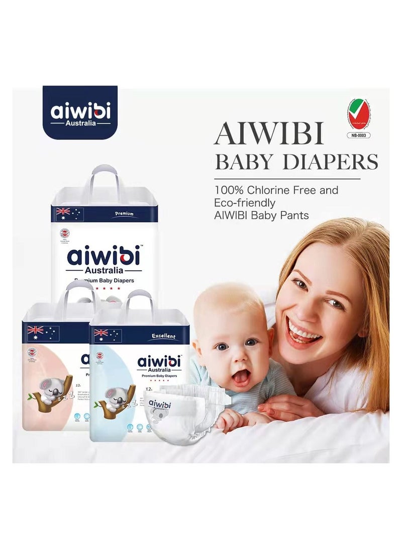 Aiwibi Premium Baby Diapers Pack of 2 Chlorine Free And Eco Friendly Ultra Thin Diaper 6 to 11Kg Medium Size