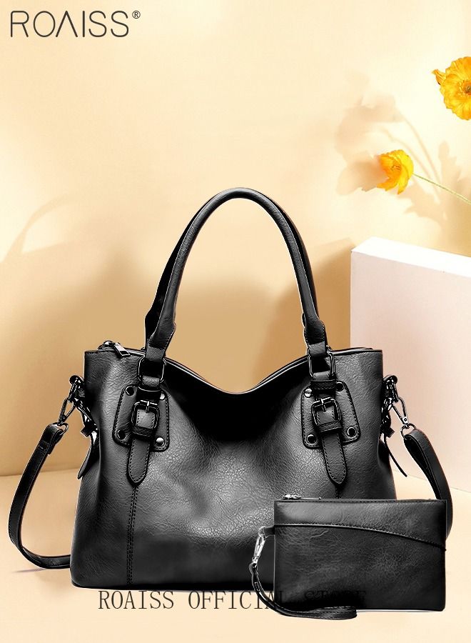 Large Crossbody Bags Ladies Shoulder Handbags Purse Set for Women Hobo Totes PU Leather Purses and Handbags Shoulder Bag Vegan Leather Tote Adjustable Waterproof Daypack