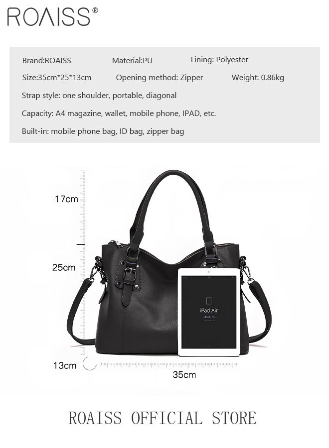Large Crossbody Bags Ladies Shoulder Handbags Purse Set for Women Hobo Totes PU Leather Purses and Handbags Shoulder Bag Vegan Leather Tote Adjustable Waterproof Daypack