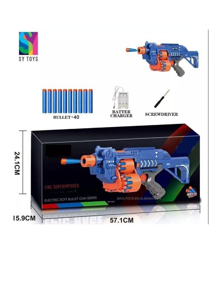 Automatic pistol equipped with 20 foam bullets with three firing positions